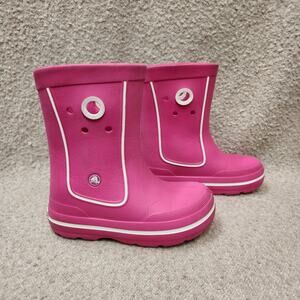 Crocs Crocband Jaunt Pink Rain Boots Girls Size J 2 Spring